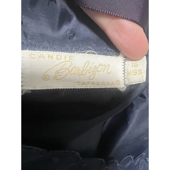 BARBIZON CANDIE TAFREDDA VTG BLUE DELICATE EMBROIDERY ZIPPERED FULL SLIP EVC - Picture 6 of 6